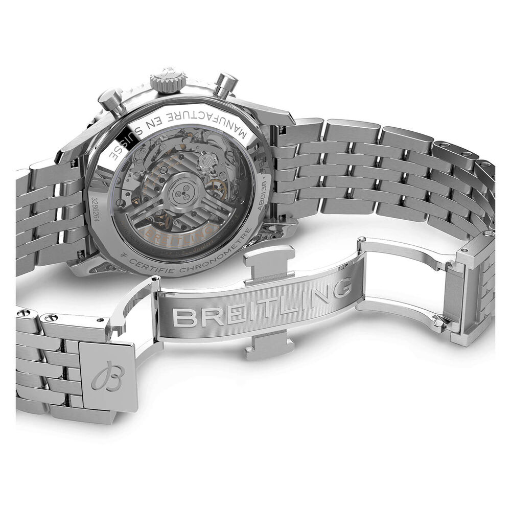 Breitling Navitimer B01 Chronograph 43 Silver Dial Black Details Steel Bracelet Watch image number 5