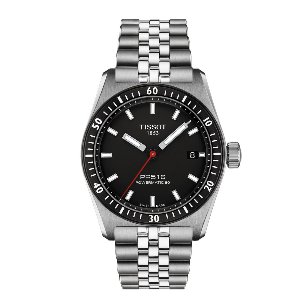 Tissot PR516 Powermatic 80 38mm Black Dial Steel Bracelet Watch image number 0