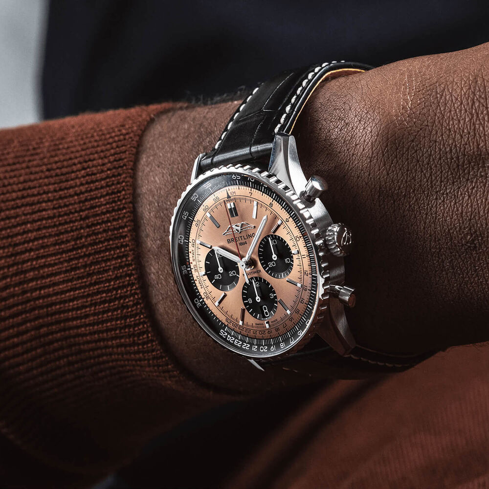 Breitling Navitimer B01 Chronograph 43 Copper Dial Black Details Black Strap Watch image number 4