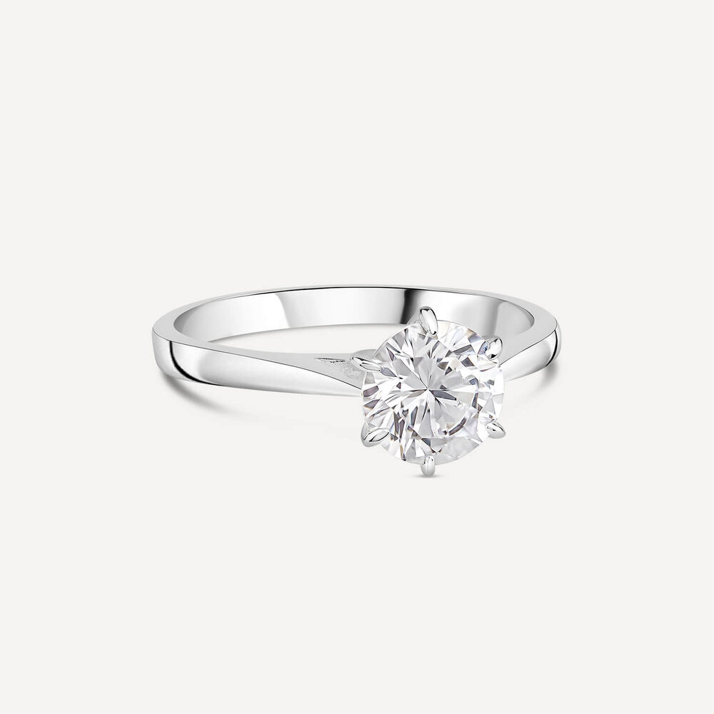 Sterling Silver 6 Claw Cubic Zirconia Solitaire Ring image number 2