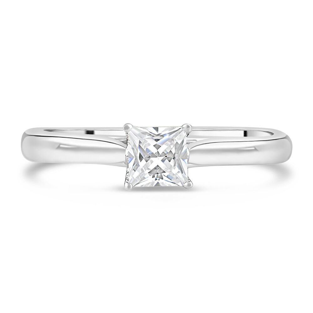 18ct White Gold 0.50ct Princess Diamond Orchid Setting Ring image number 1