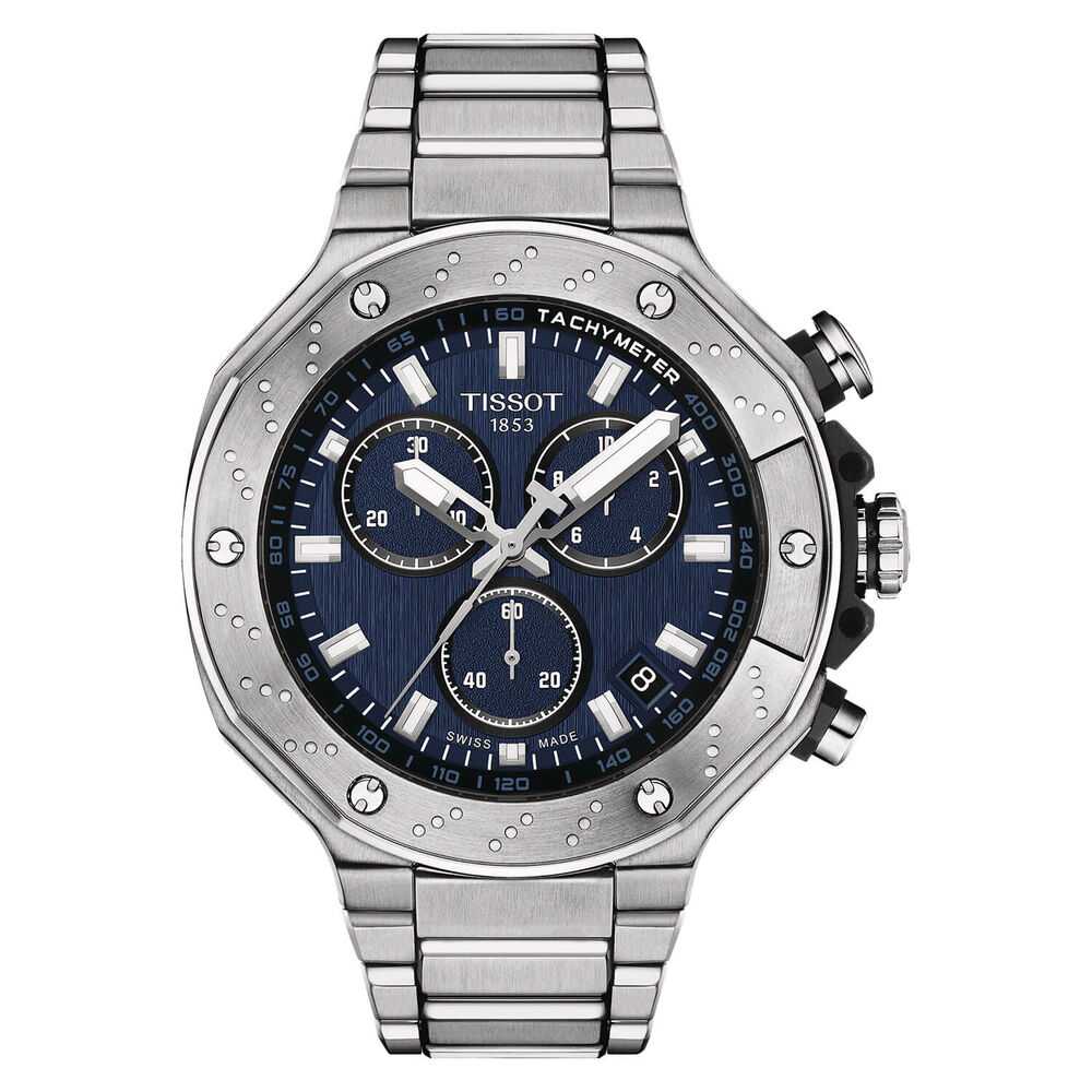 Tissot T-Race 45mm Blue Chrono Dial Steel Bracelet Watch image number 0