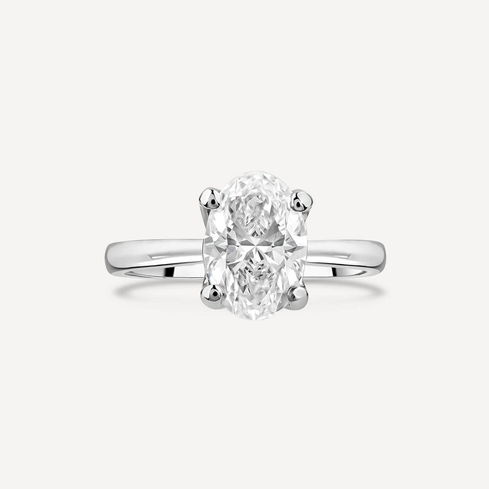 Born Platinum Lab Grown 1.70ct Solitaire Oval Diamond Ring image number 1