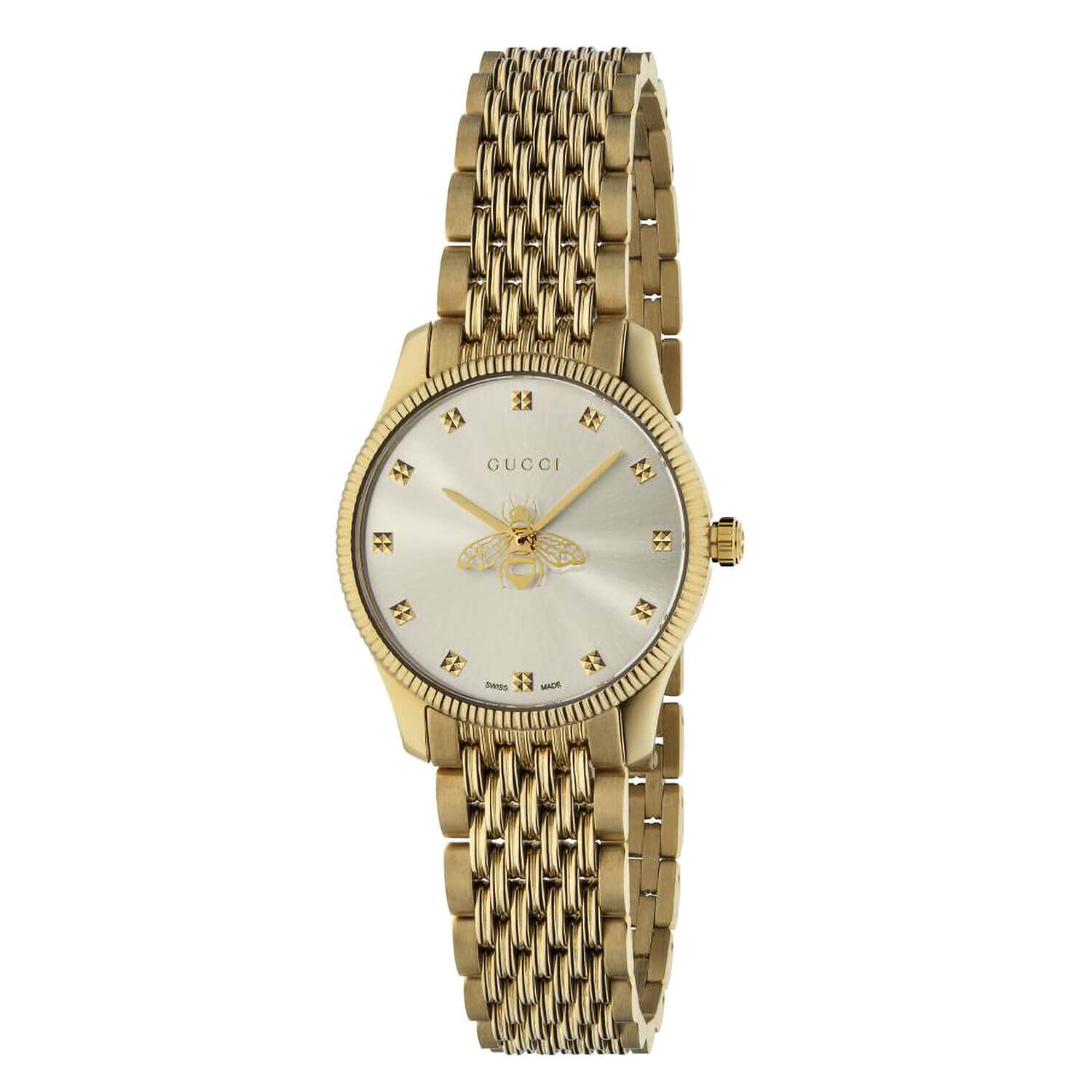 Gucci Timeless 29mm Silver Bee Detail Yellow Gold PVD Watch