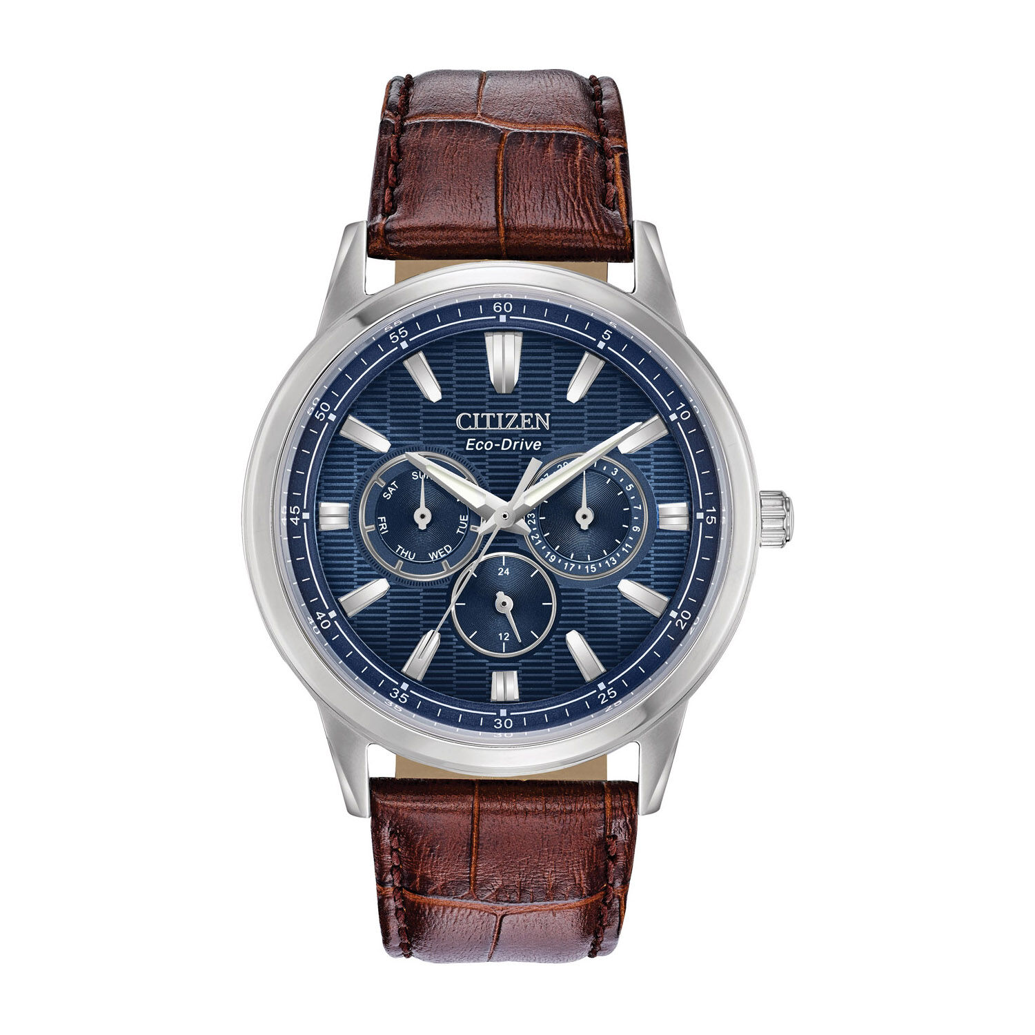 Citizen Eco Drive Corso Blue Dial Brown Leather Men s Watch