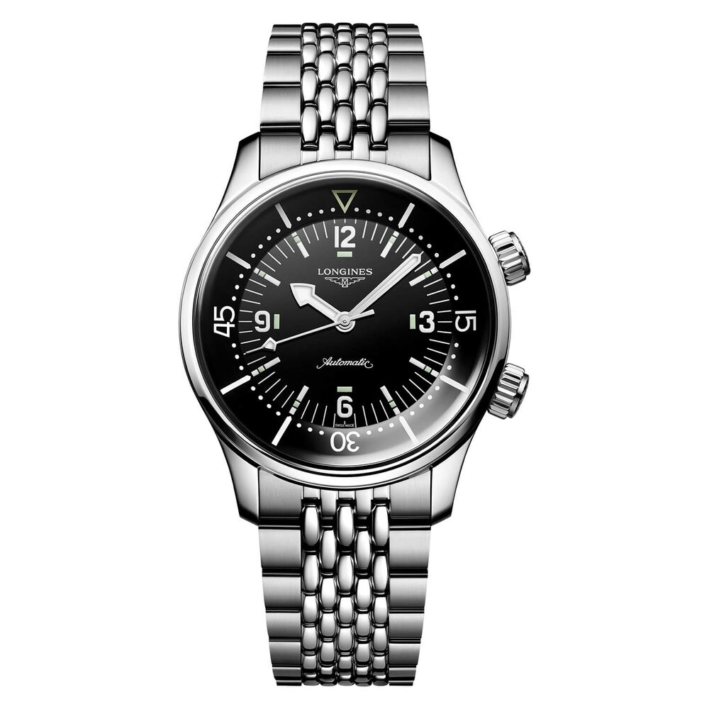 Longines Legend Diver 39mm Black Dial Stainless Steel Case Bracelet Watch image number 0