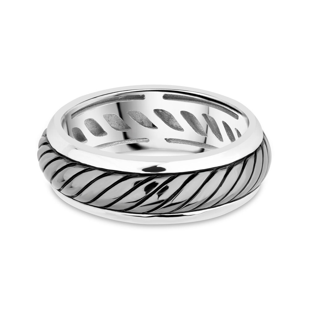 Gents Sterling Silver Oxidised Twist Band image number 8