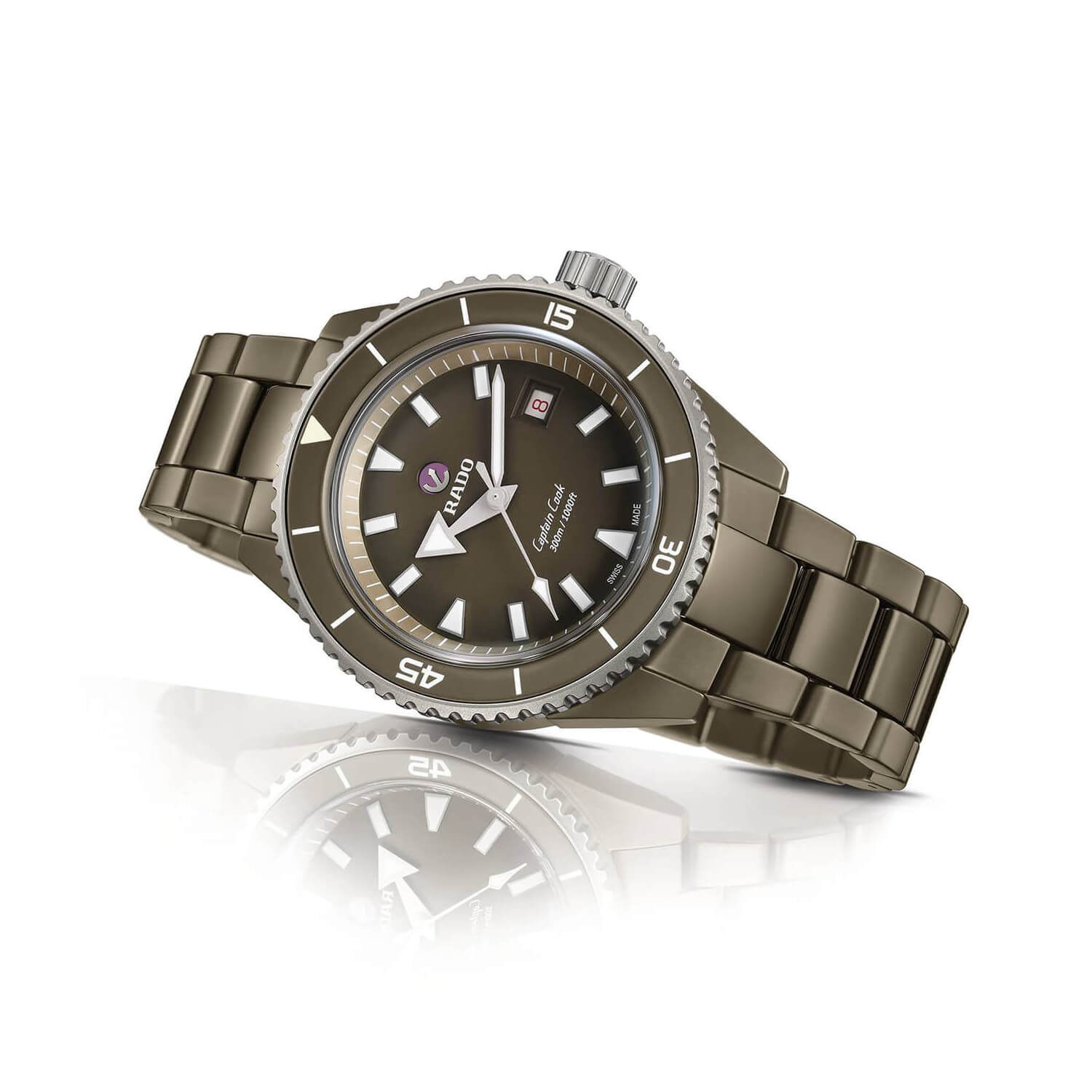 Rado Captain Cook High Tech Ceramic Diver 43mm Automatic Green Dial Ceramic Case Bracelet Watch