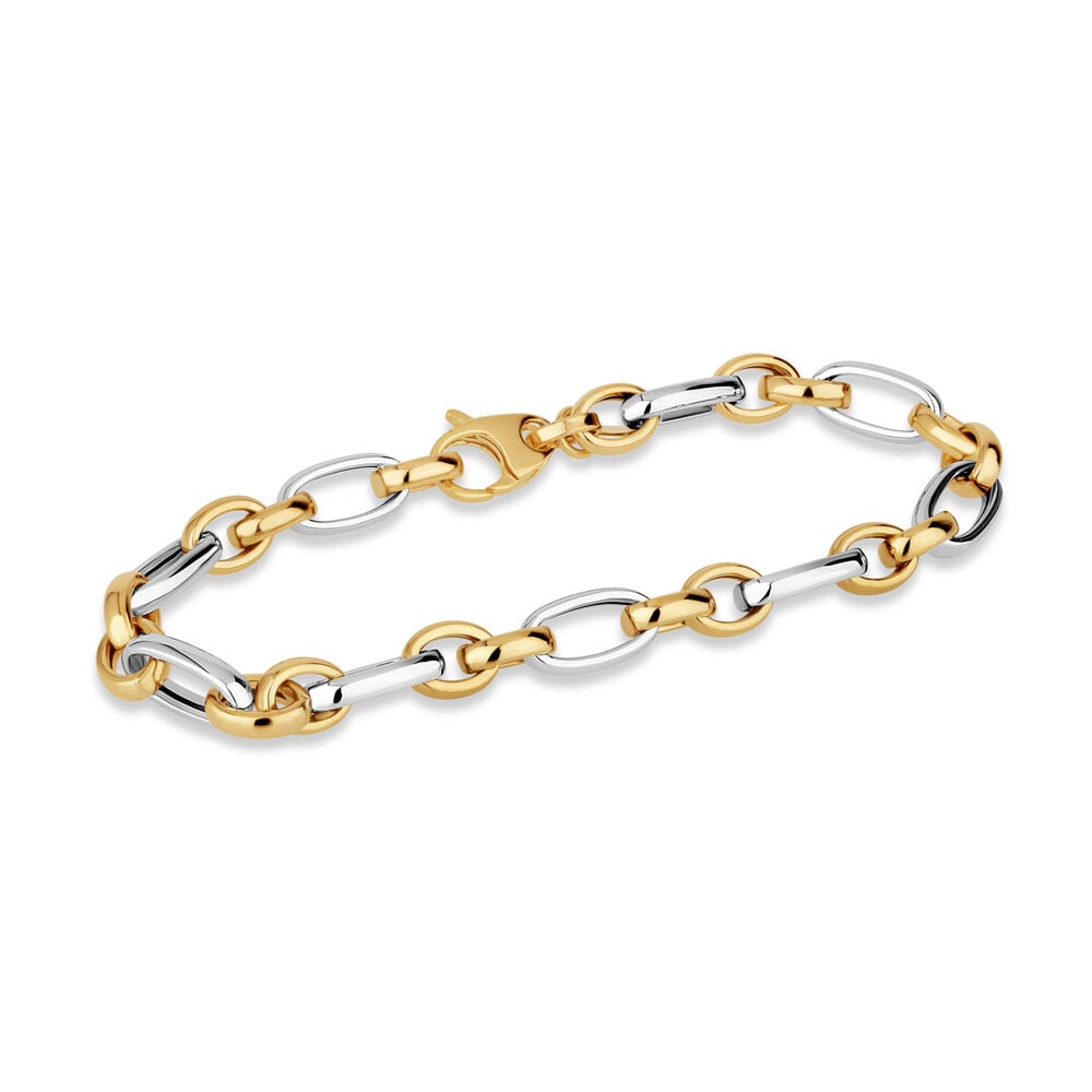 9ct Two-Tone Gold Open Link Bracelet image number 1