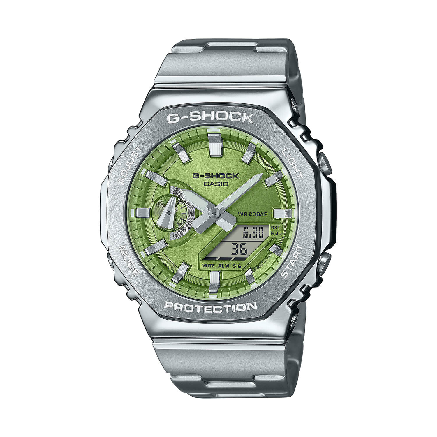 G-SHOCK ステンレススチール グリーン文字盤 G-SHOCK G-STEEL 49.3mm Green Dial Steel Bracelet Watch