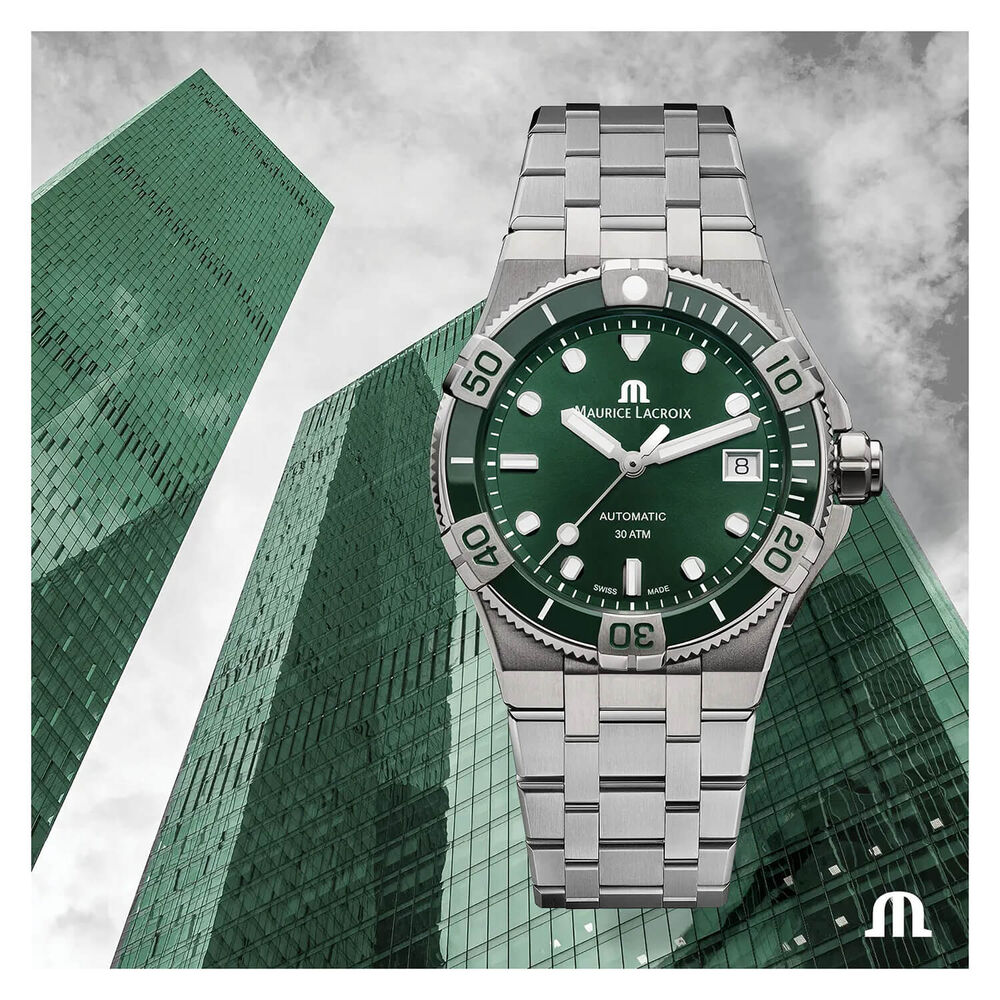 Maurice Lacroix Aikon Venturer 38 Automatic Green Dial Steel Case Bracelet Watch image number 2