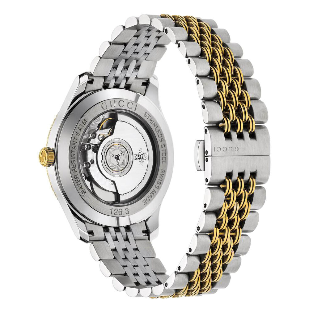 Gucci G-Timeless 40mm Silver Guilloche Dial Steel & Yellow Gold PVD Case Watch image number 1