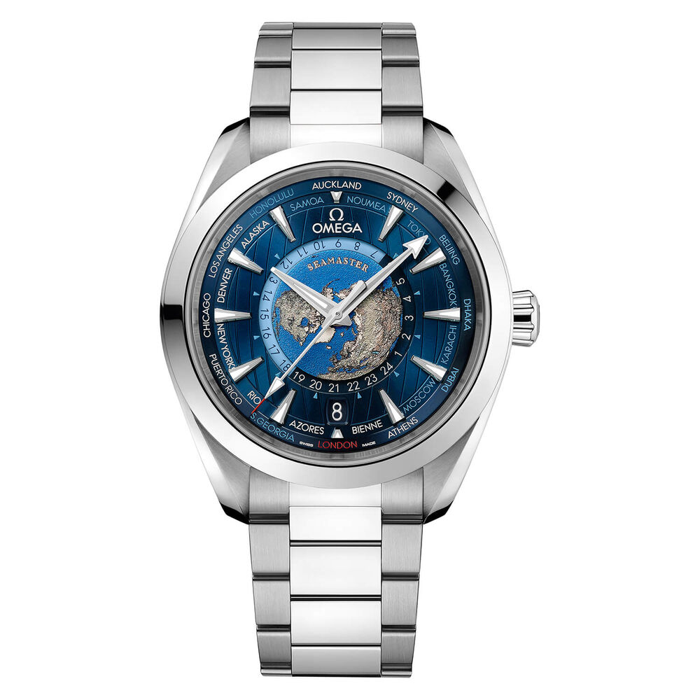 Omega Seamaster Aqua Terra Blue Dial Steel Bracelet Mens Watch