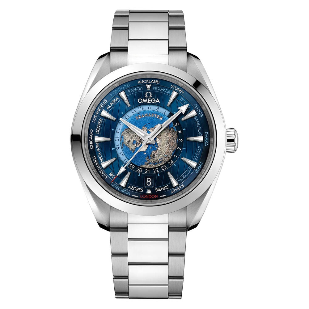 Omega Seamaster Aqua Terra Blue Dial Mens Silver Strap Watch