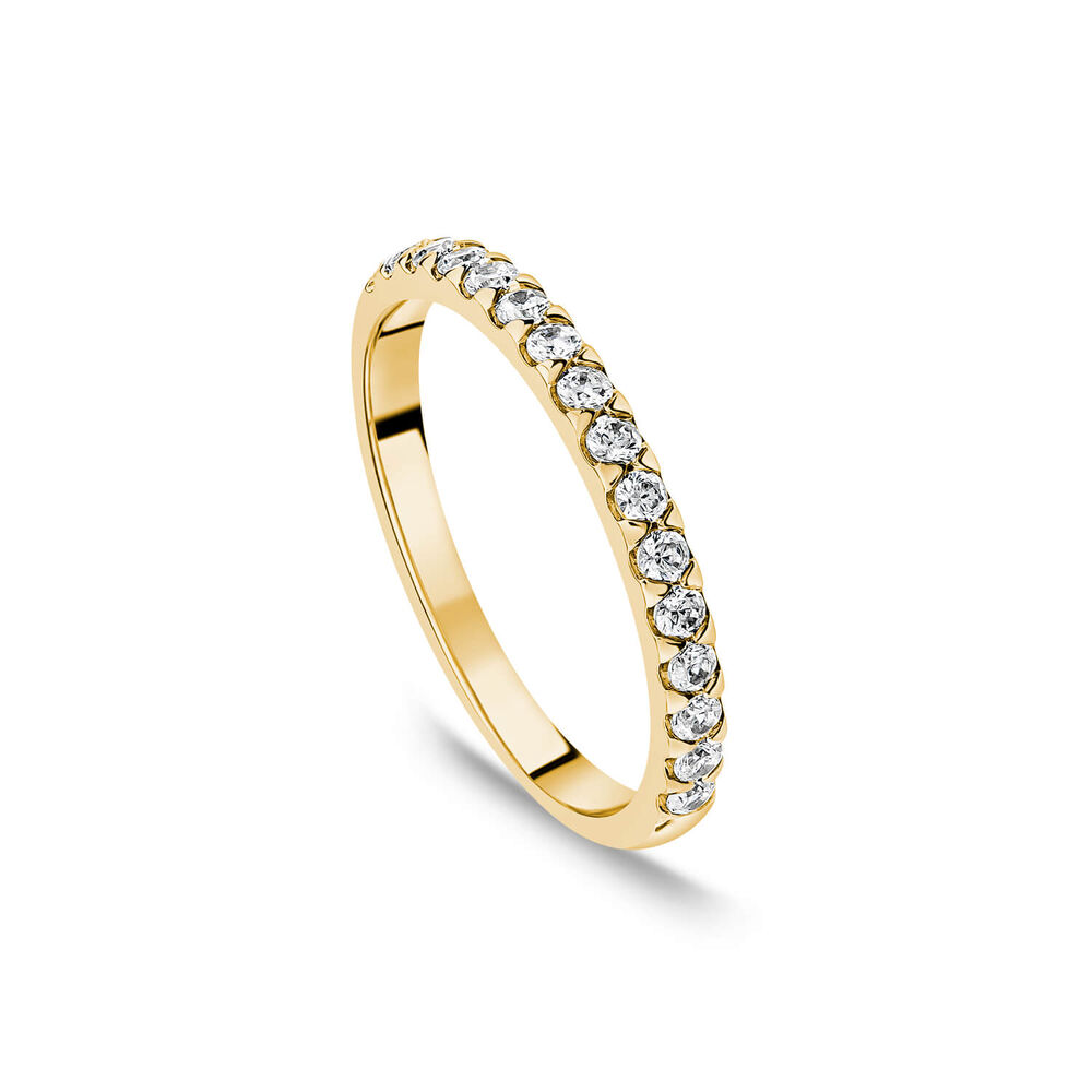 18ct Yellow Gold 2mm 0.25ct Diamond Triangle Claw Wedding Ring- (Special Order) image number 0