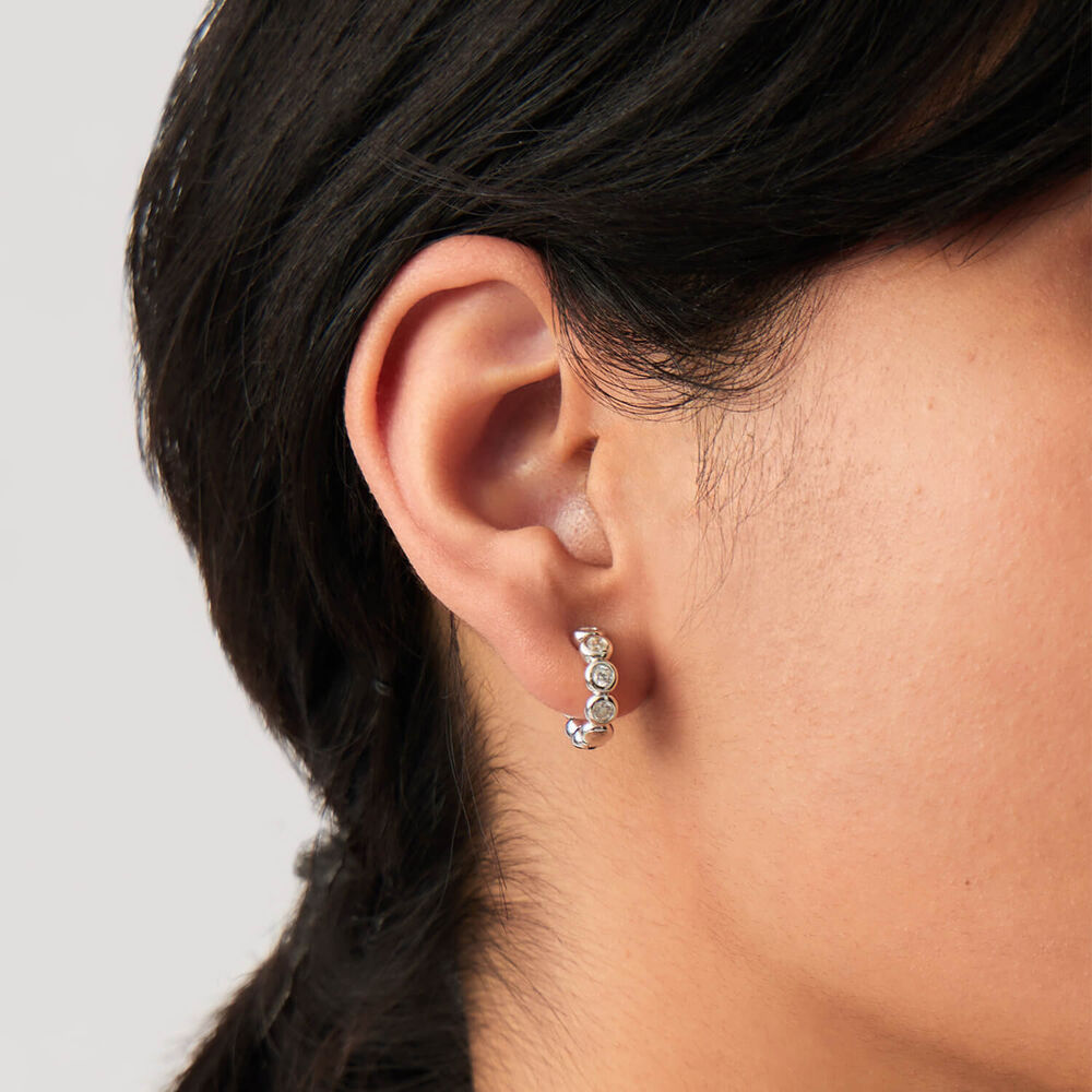 Missoma Sterling Silver Cubic Zirconia Tennis Small Hoop Earrings