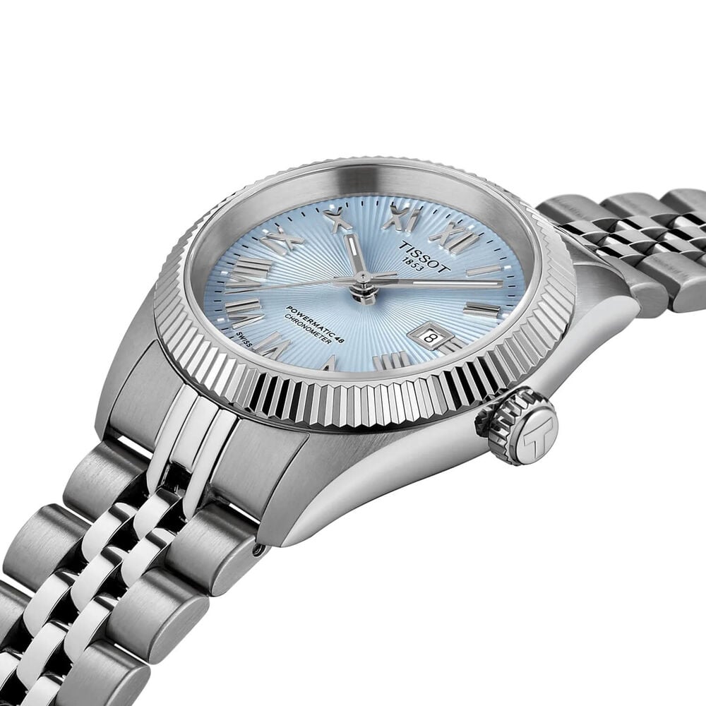 Tissot Ballade Powermatic 48 COSC 30mm Ice Blue Dial Steel Bracelet Watch image number 1