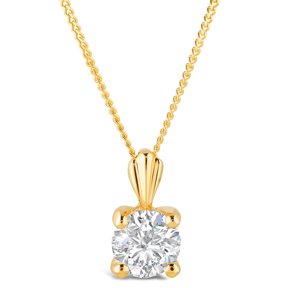 9ct Gold 6.5mm Four Claw Cubic Zirconia Set Pendant (Chain Included) image number 0