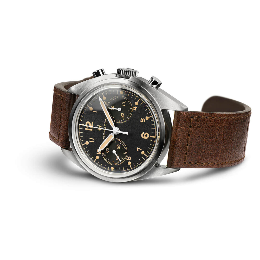 Hamilton Khaki Aviation 40mm Black Dial Brown Strap