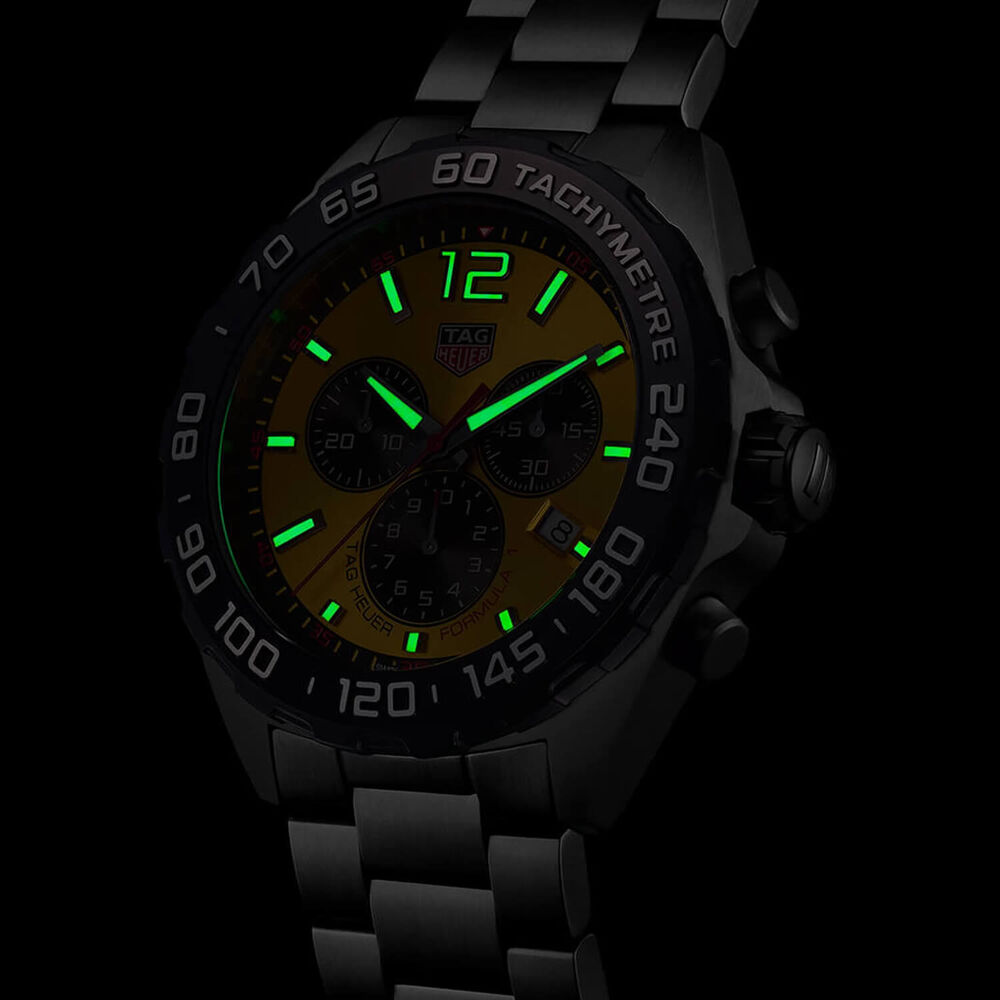 TAG Heuer Formula 1 Chronograph 43mm Yellow Dial Stainless Steel Bracelet Watch image number 4