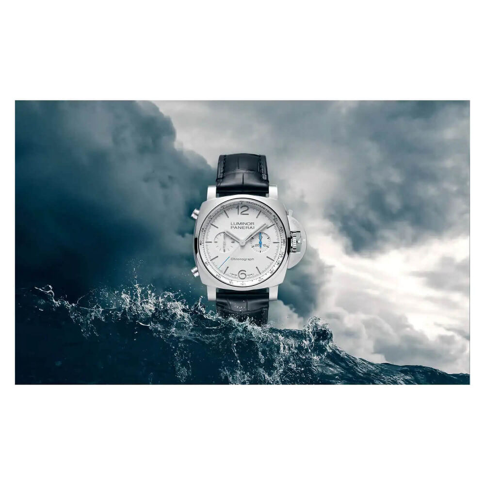 Panerai Luminor 44mm Chrono White Dial Black Strap Watch image number 4