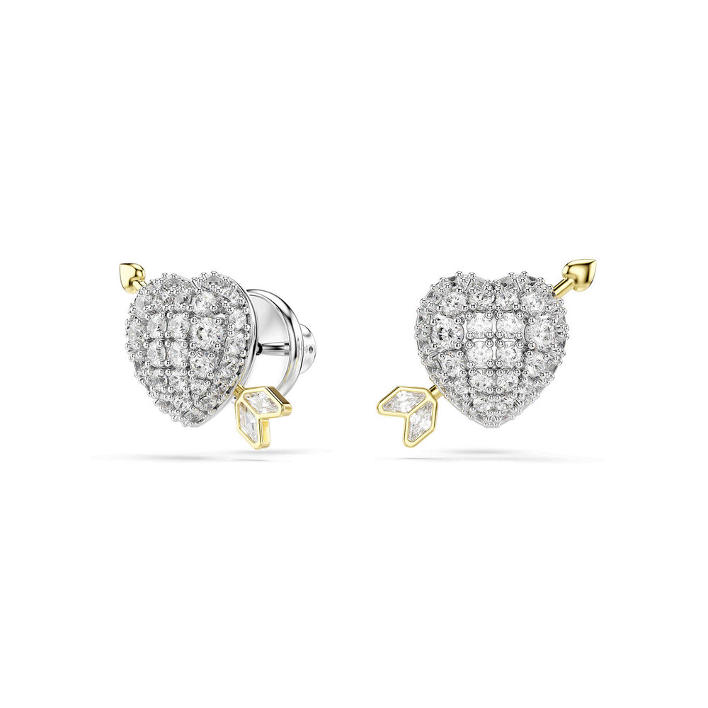 Swarovski Idyllia Cubic Zirconia Rhodium Plated Heart Stud Earrings