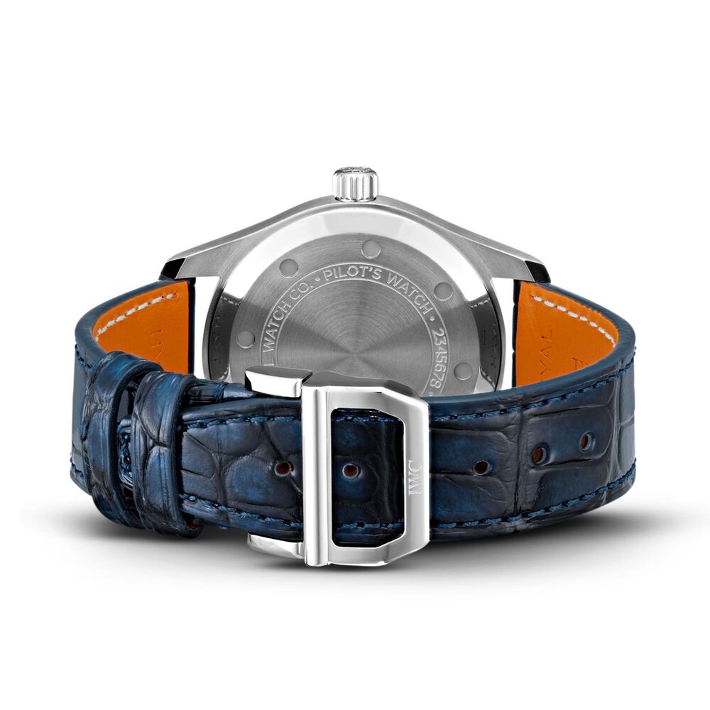 IWC Schaffhausen Pilot's 36mm Blue Dial Leather Strap Watch image number 4