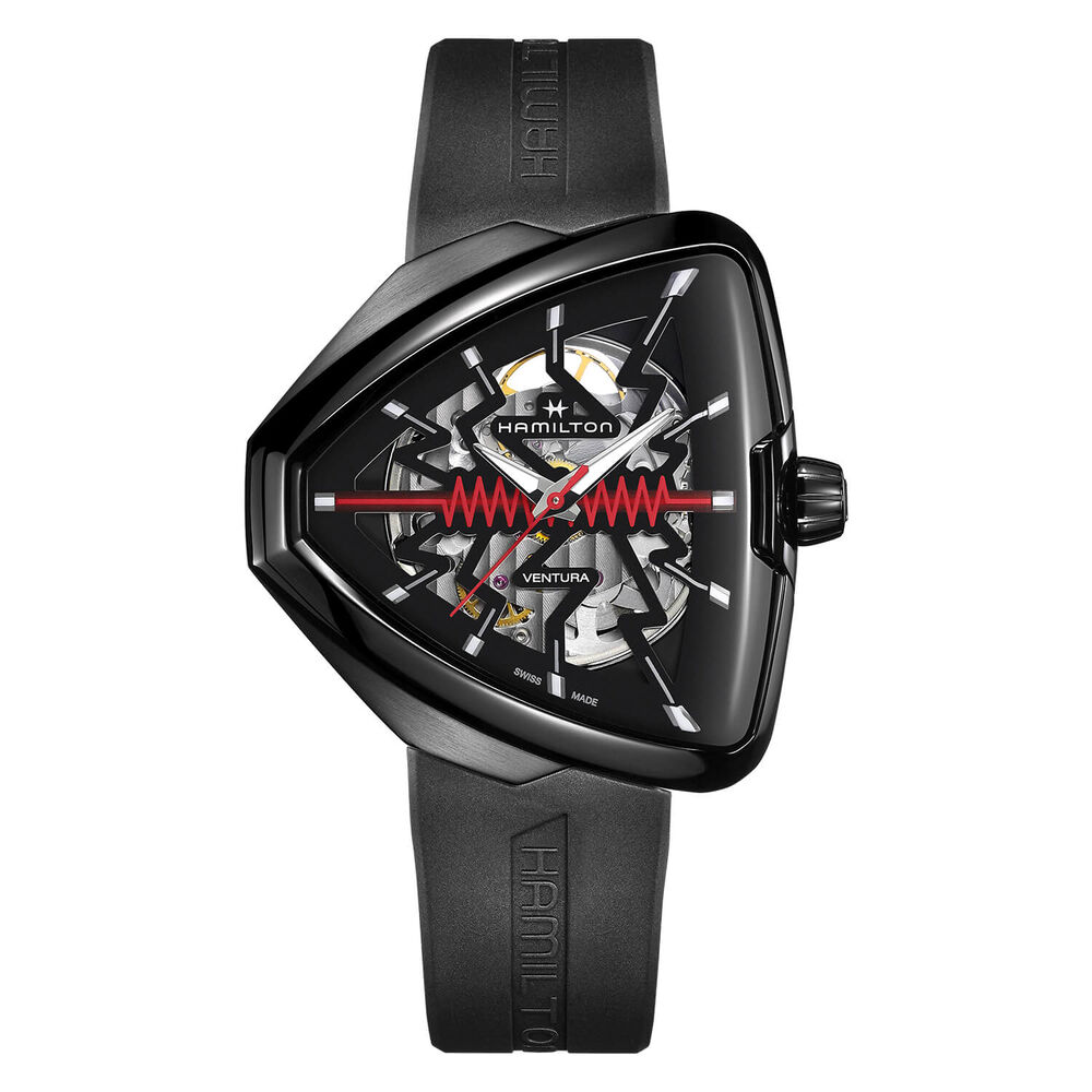 Hamilton Ventura Elvis 8- Skeleton Dial Black PVD Case Black Strap Watch