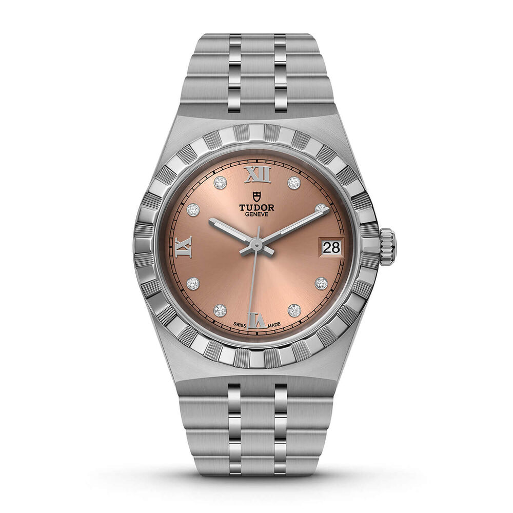 TUDOR Royal 34mm Salmon Diamond Dot Dial Bracelet Watch image number 0