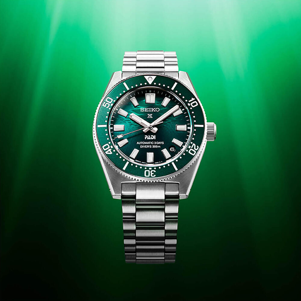 Seiko Prospex 1965 Heritage Diver’s PADI Special Edition 40mm Green Dial Steel Bracelet Watch image number 11