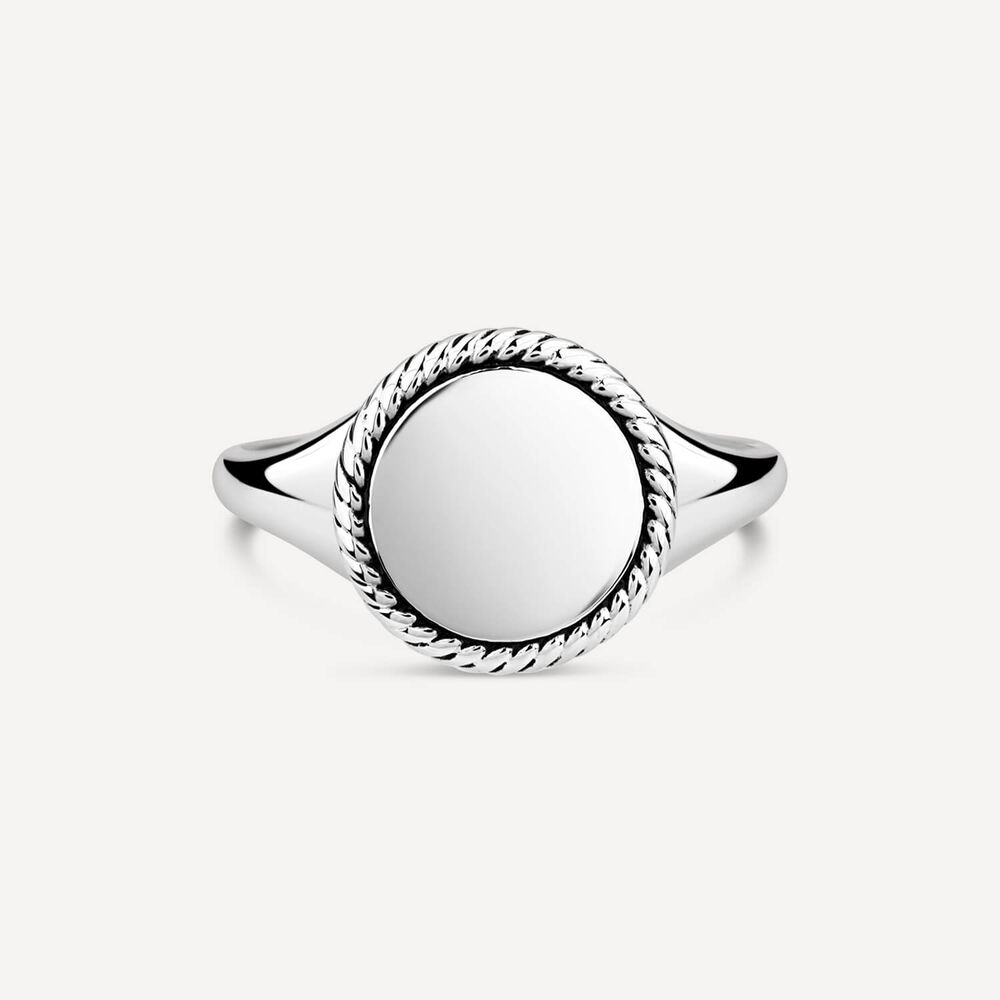 Sterling Silver Oval Rope Edge Signet Ring