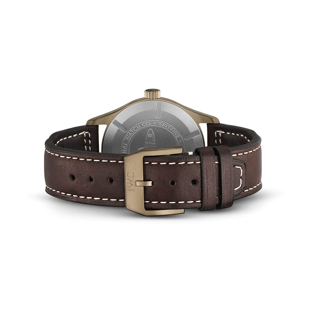 IWC Schaffhausen Pilot's Automatic Spitfire 39mm Green Dial Brown Leather Strap Watch image number 4