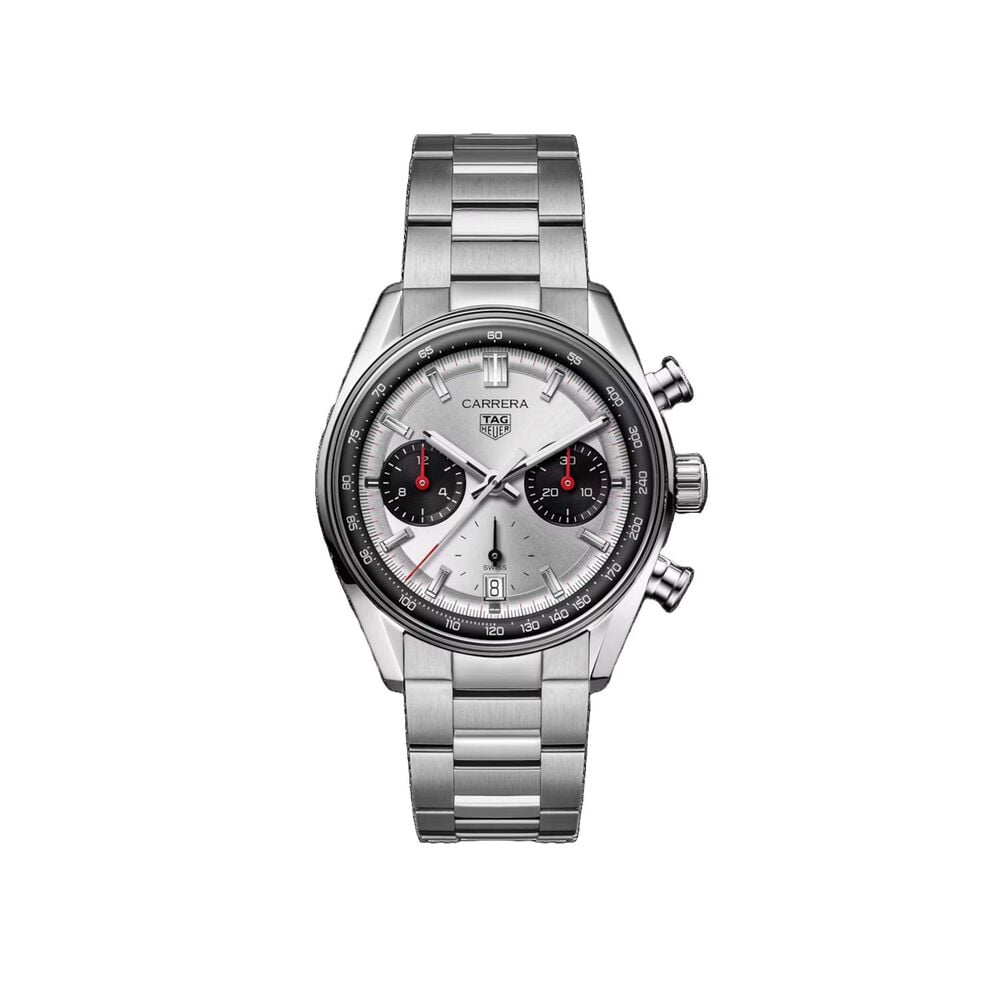 TAG Heuer Carrera Chronograph 39mm Silver Dial Steel Bracelet Watch image number 0