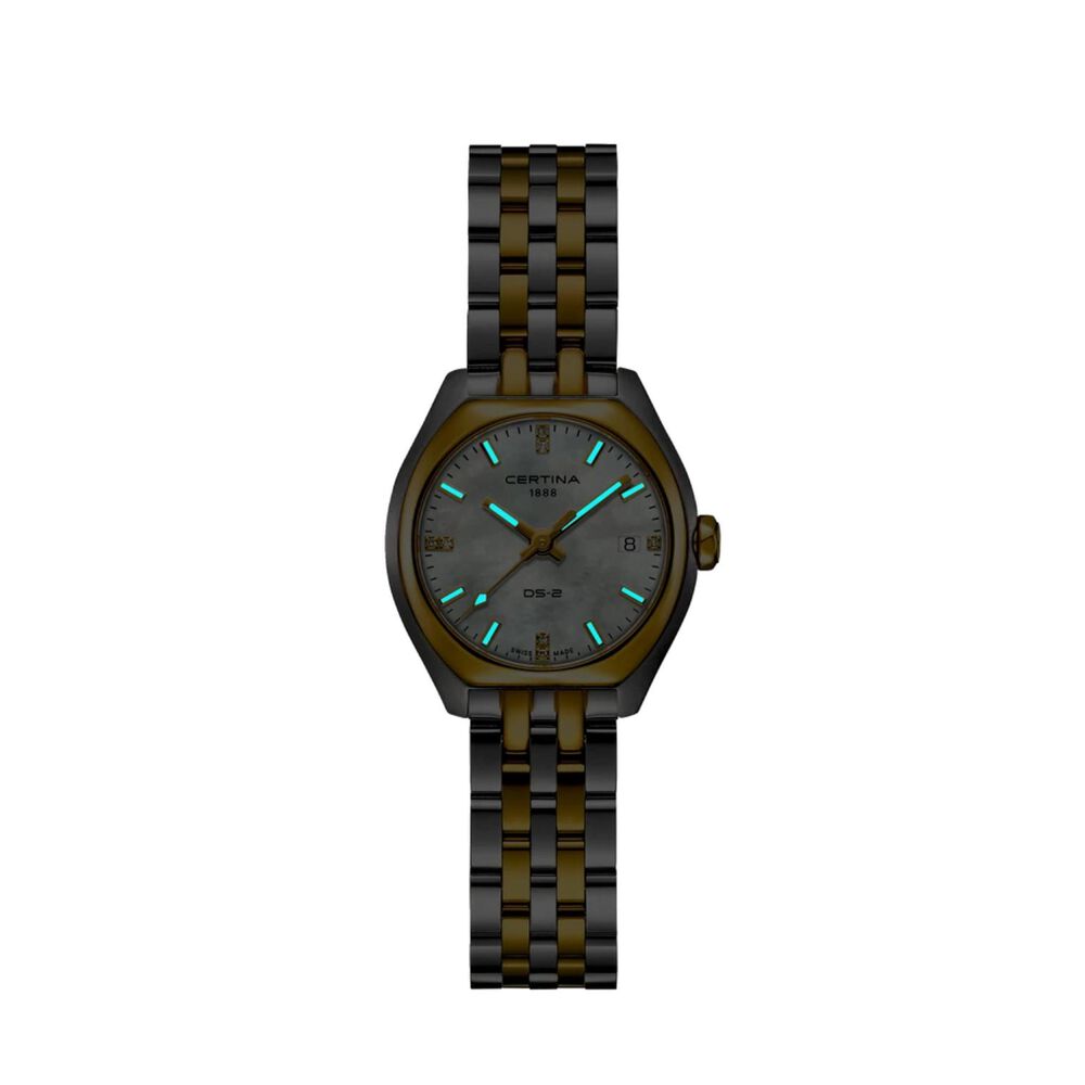 Certina DS-2 27.8mm White Mother of Pearl Dial Two Tone Steel Bracelet Watch image number 2