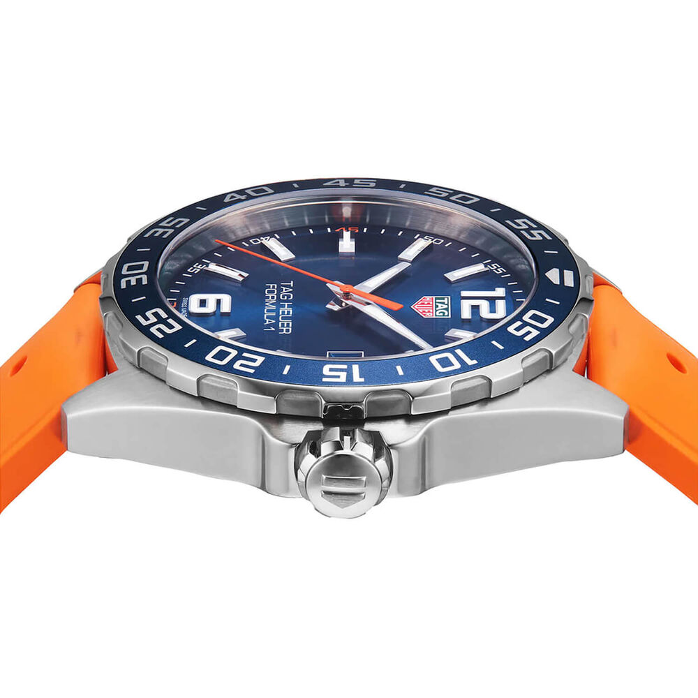 TAG Heuer Formula 1 43mm Blue Dial Orange Rubber Strap Watch image number 5