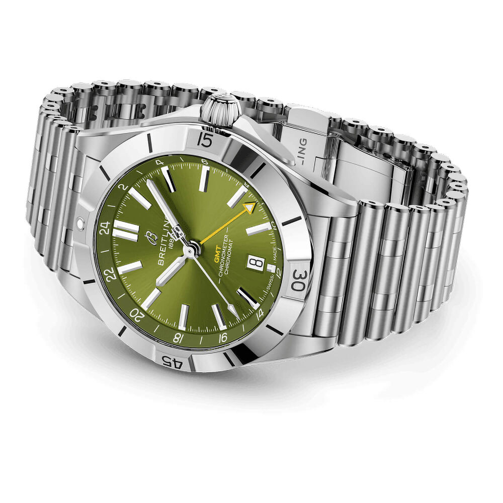 Breitling Chronomat Automatic GMT Giannis Antetokounmpo 40mm Green Dial Steel Bracelet Watch image number 2
