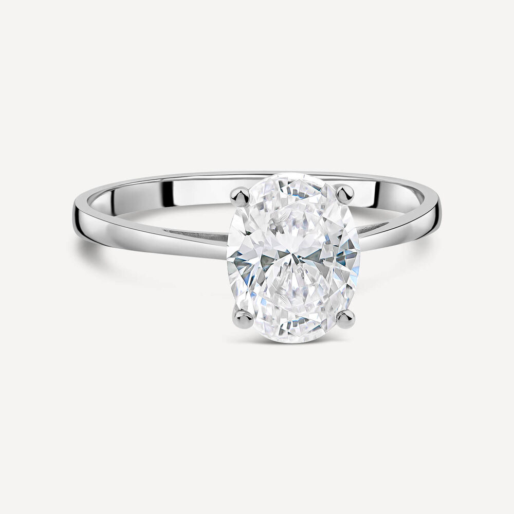 9ct White Gold Oval Cubic Zirconia Promise Ring image number 2