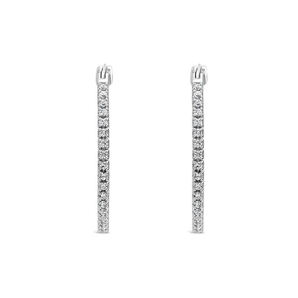 9ct White Gold 0.25ct Diamond Hoop Earrings image number 0