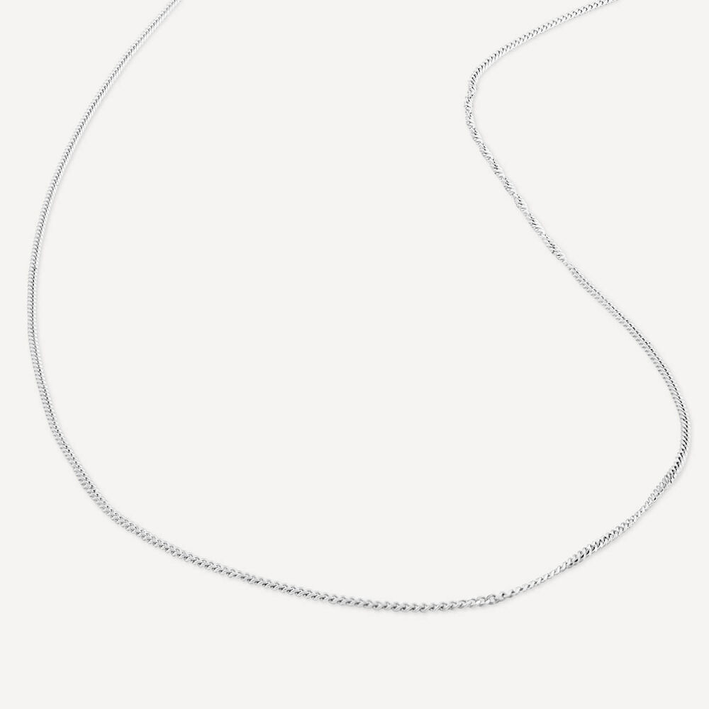 9ct White Gold 16-18 inch Flat Curbed Chain Necklet image number 3
