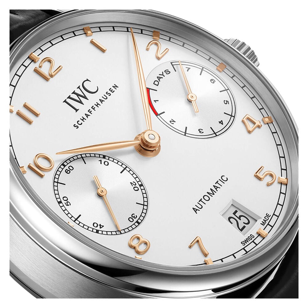 IWC Schaffhausen Portugieser Automatic Silver Dial Black Strap Watch image number 3