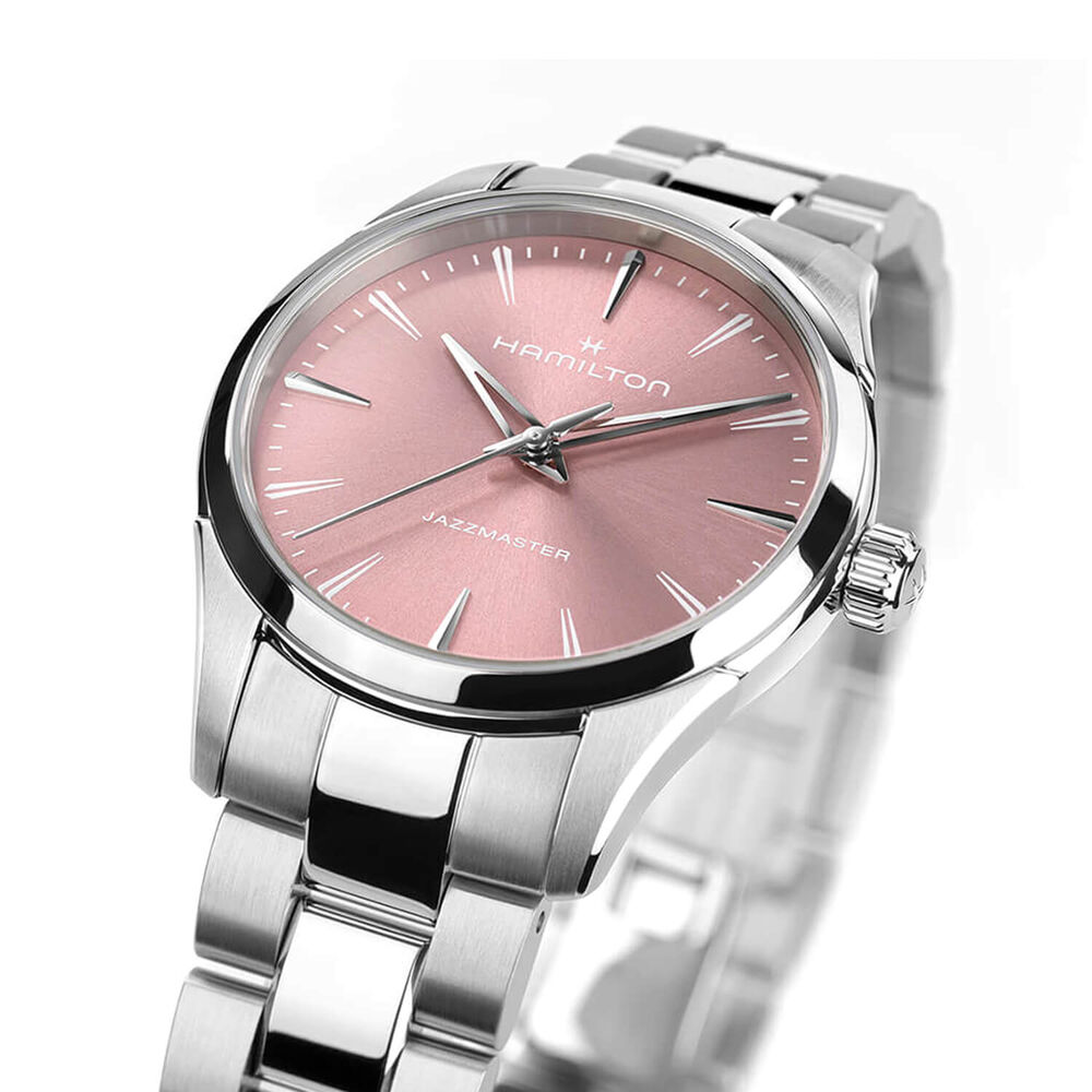 Hamilton Jazzmaster Quartz 32mm Pink Dial Steel Bracelet Watch