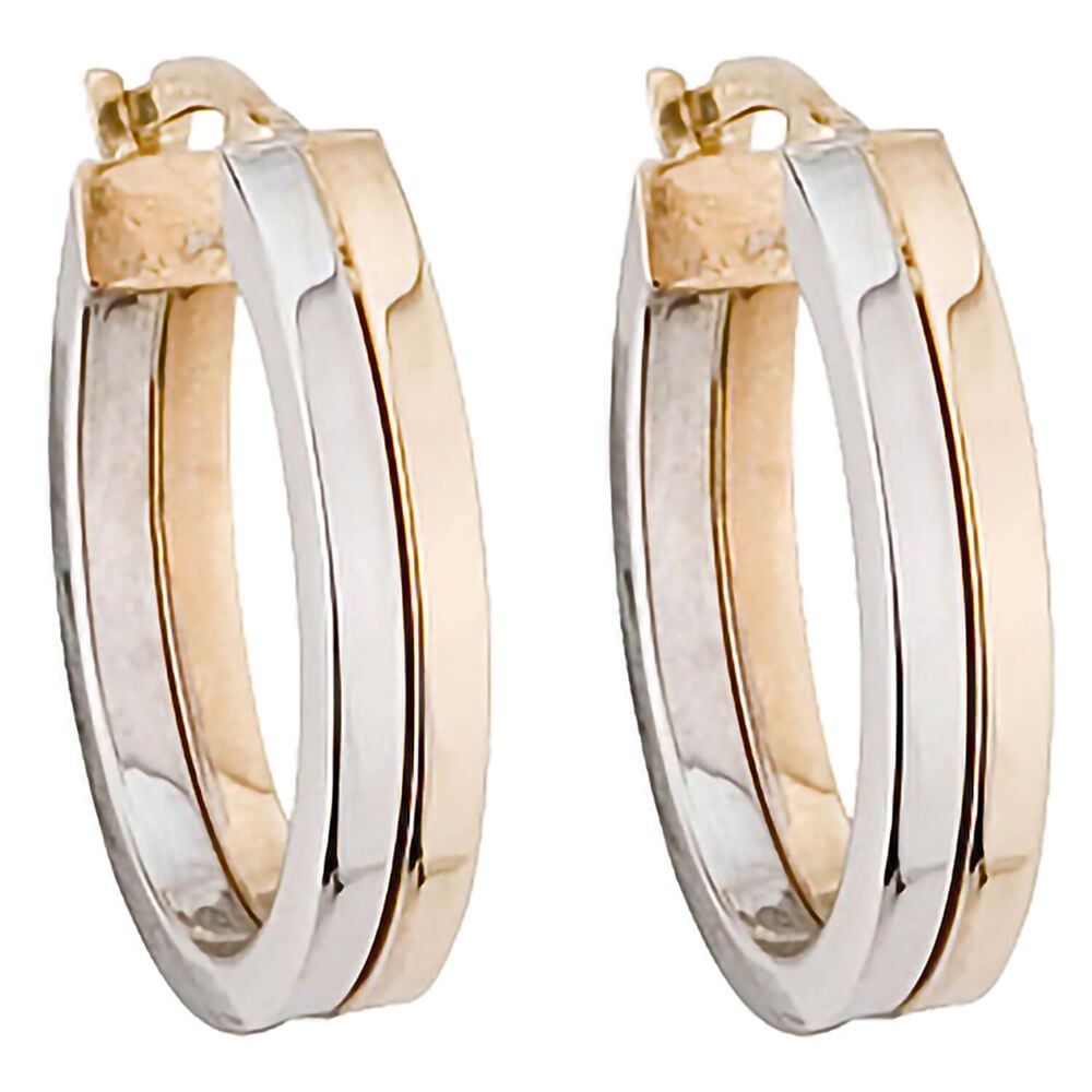 9ct two colour gold hoop earrings