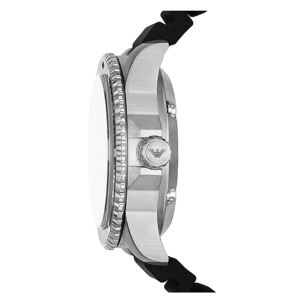 Emporio Armani Diver 42mm Black Wave Dial Silicone Strap Watch