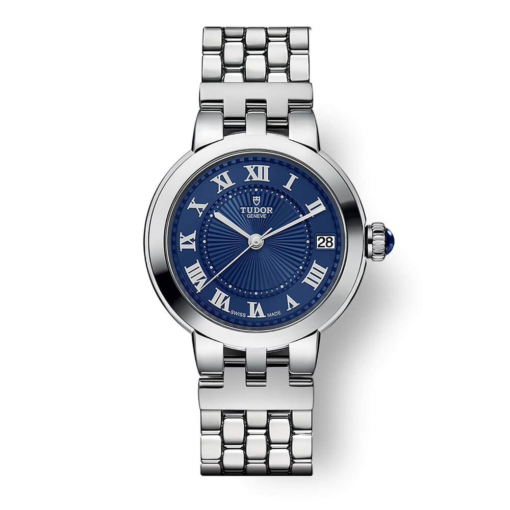 TUDOR Clair De Rose 34mm Blue Dial Roman Numerals Steel Bracelet Watch