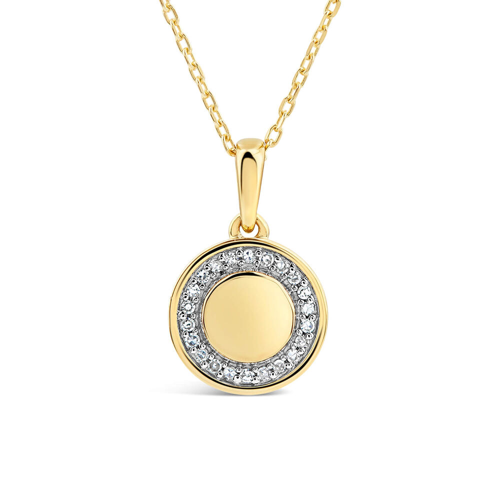 9ct Yellow Gold 0.05ct Diamond Circle Disc Pendant