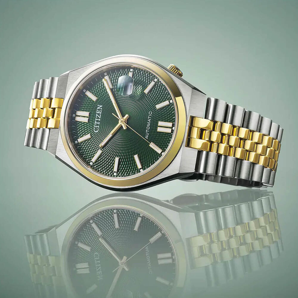 Citizen Tsuyosa 60 Automatic 40mm Green Dial Two Tone Steel Bracelet Watch image number 3
