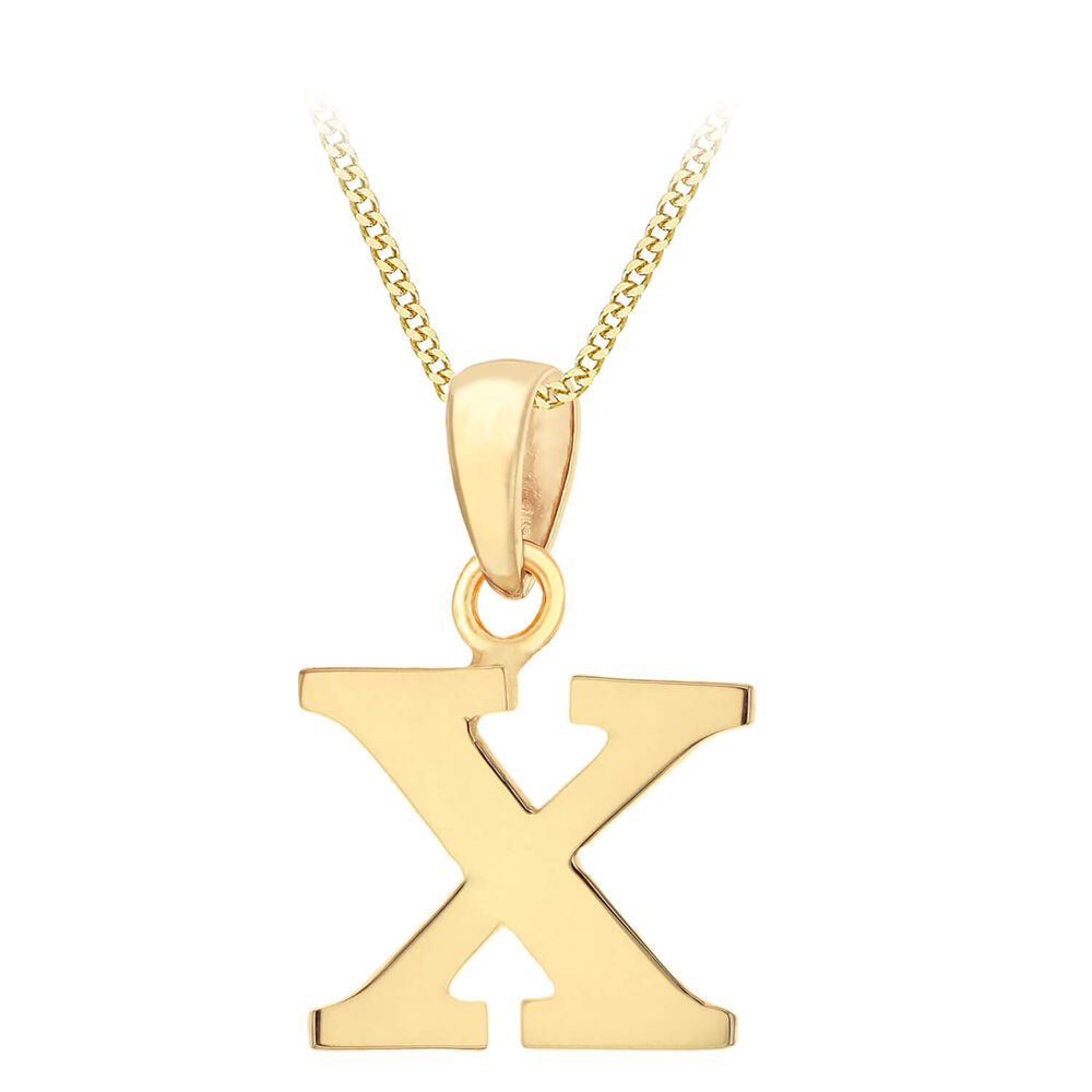 9ct Yellow Gold Plain Initial X Pendant  (Chain Included) image number 0