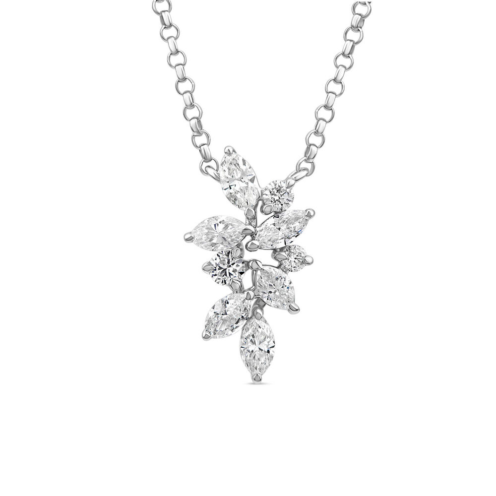 9ct White Gold 0.45ct Diamond Mixed Cuts Leaf Necklet image number 0
