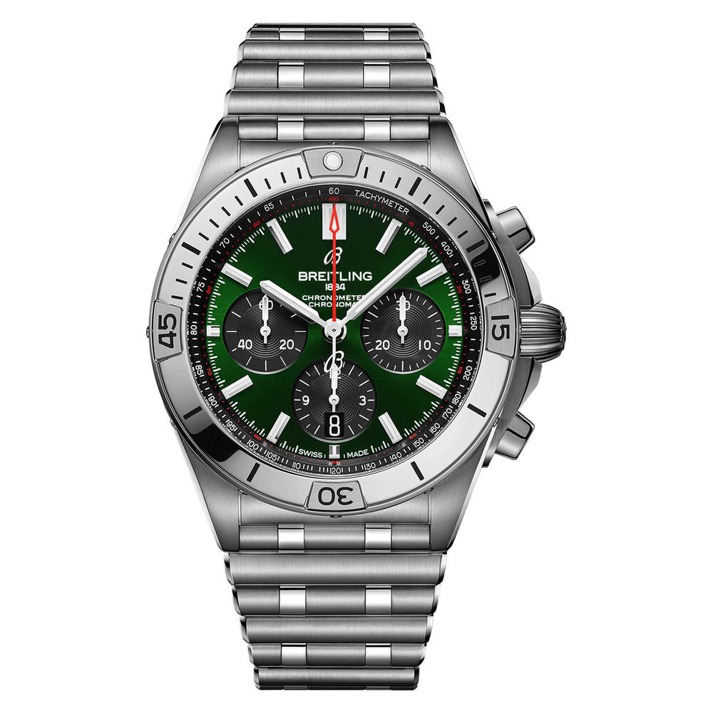 Breitling Chronomat BO1 42mm Green Dial Steel Case Bracelet Watch image number 0