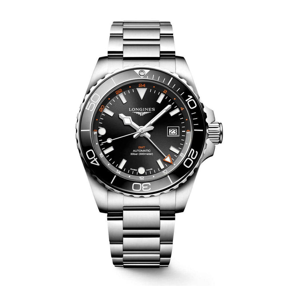 Longines Hydroconquest GMT 43mm Black Dial Steel Bracelet Watch